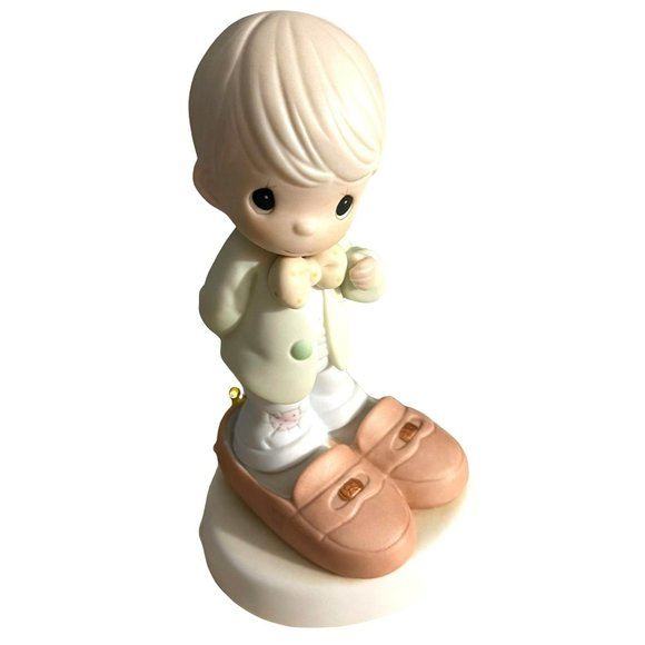NIB Precious Moments 'Whos gonna fill your shoes' boy figurine - Picture 1 of 11
